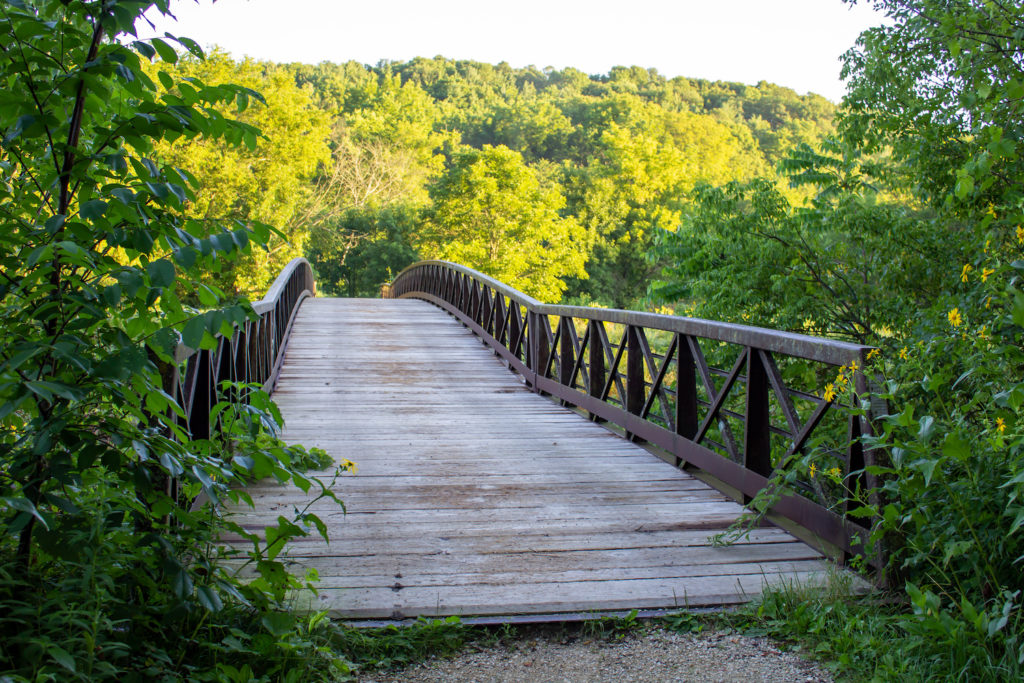 anoka county parks nature center with beautiful bridge