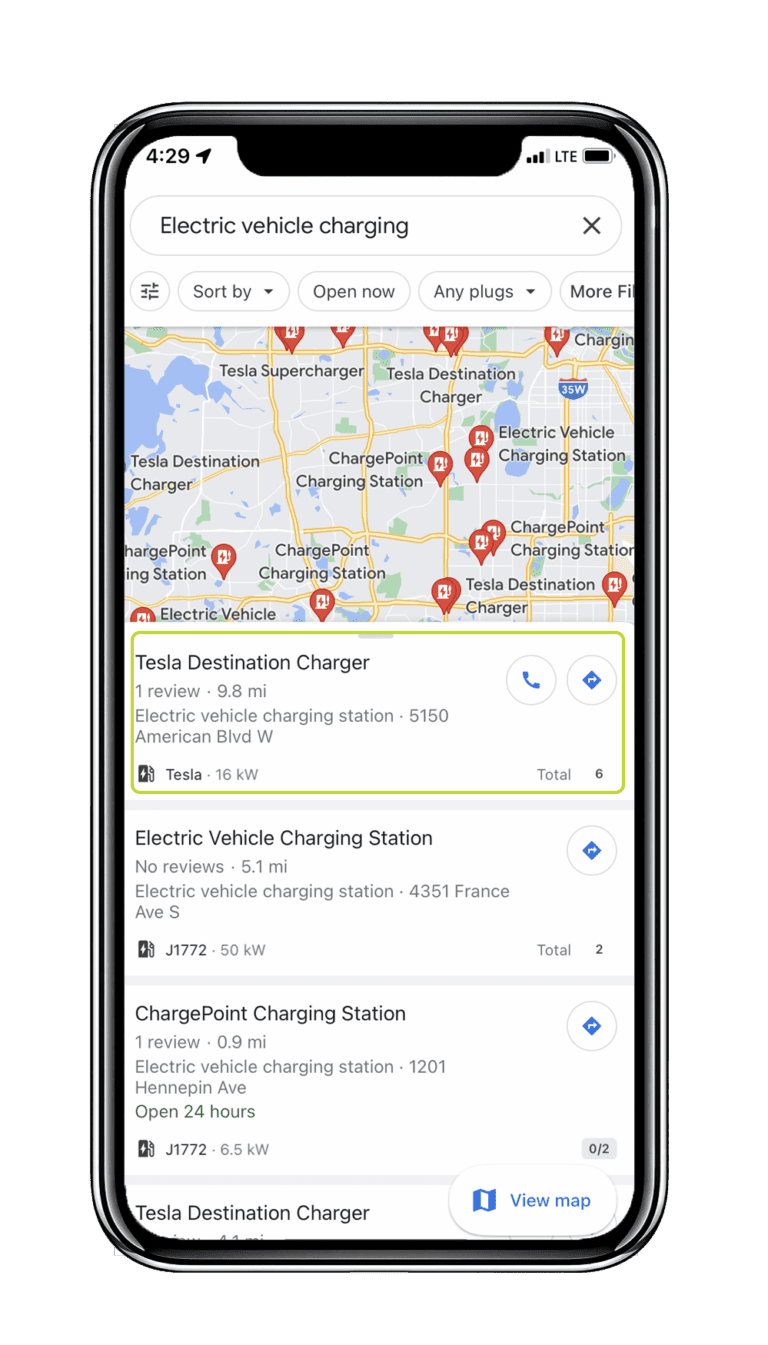 google maps ev charging stations