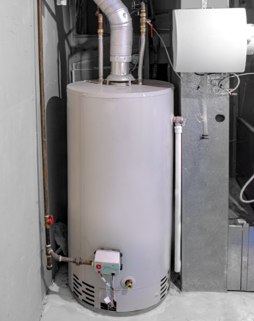 gas water heater in a basement
