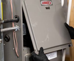 Lennox furnace being serviced