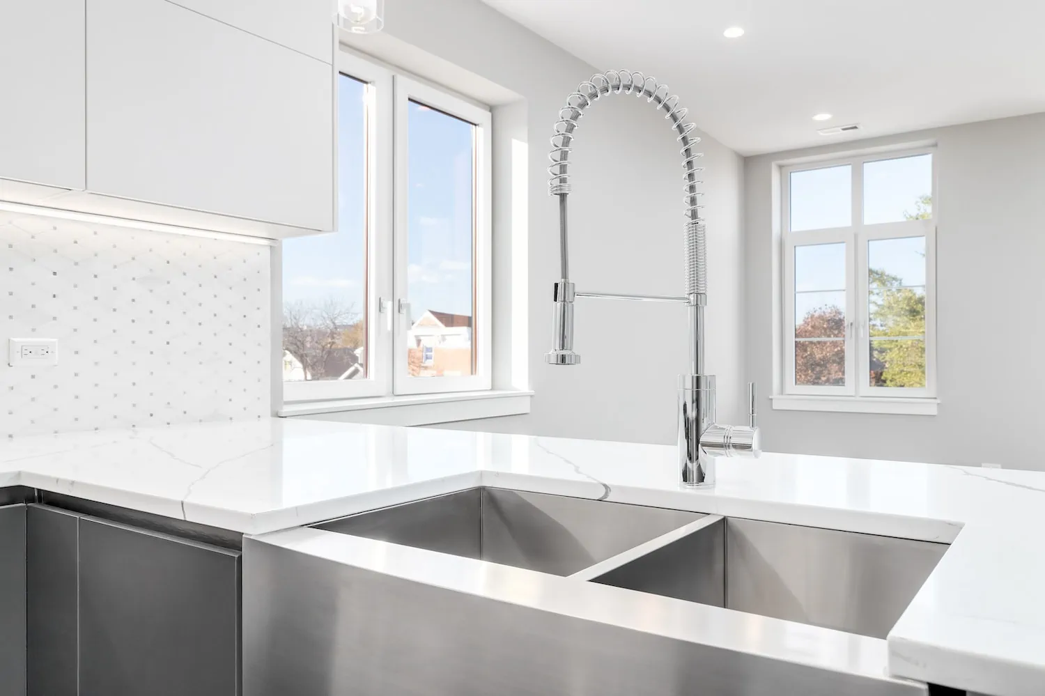 stainless steel sink in a nice kitchen